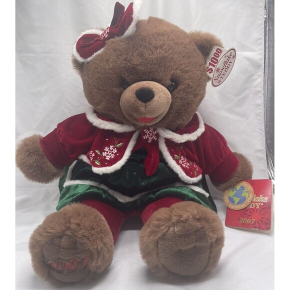 2007 Christmas Plush Bear Girl Snowflake Teddy Dan Dee Collector Stuffed Animal - Picture 1 of 16